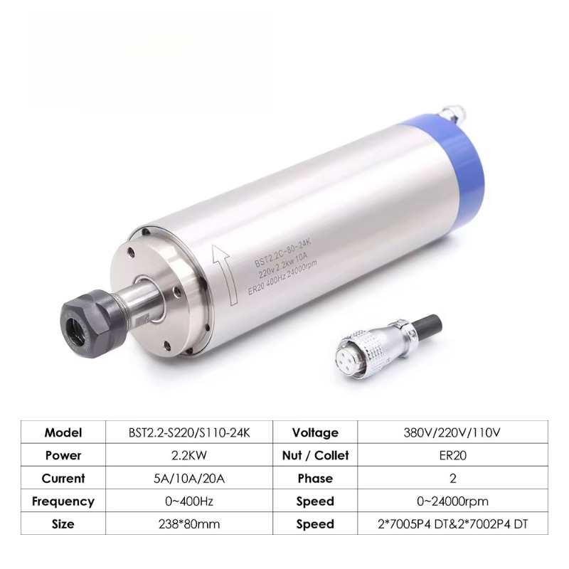 2.2KW ER20 Water Cooled Spindl - Spindle Motor ulasan dan harga