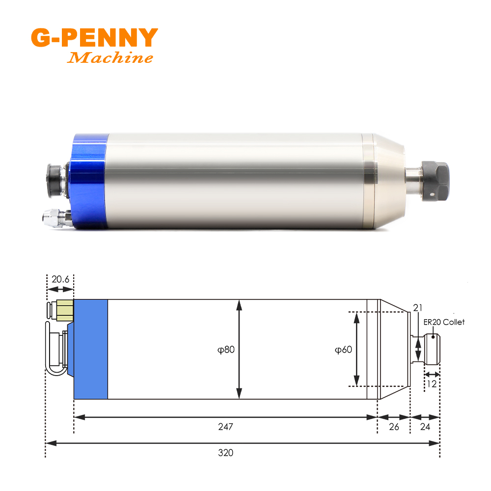 G-PENNY 2.2KW ER20 Metal Water - Water Cooled Spindle ulasan dan harga