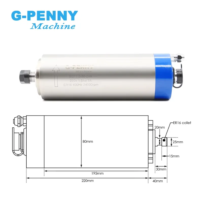 Gpenny 1.5kw ER16 D80mm Water  - Spindle Motor ulasan dan harga