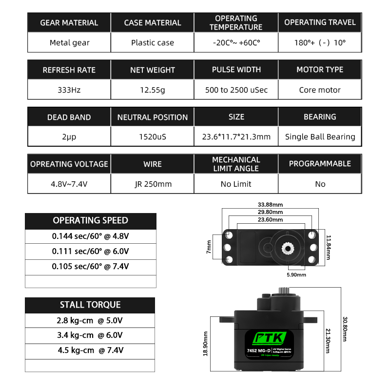 PTK 7452 MG-D 9g Digital Servo - Servo 9G ulasan dan harga